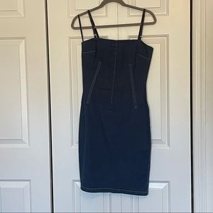 Stretch denim mini dress with boning